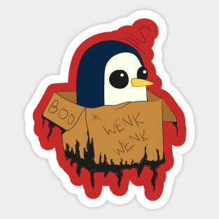 Penguin in a box Wenk Wenk Sticker